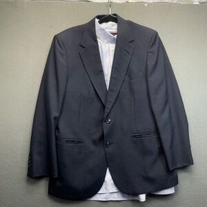 Johnny Carson Men Blazer Navy Blue Pinstripe 40 Vintage Business Professional